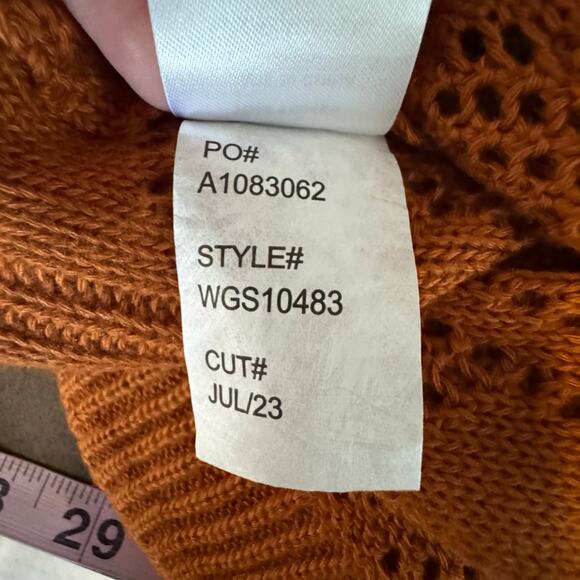Market & Spruce Cecily Duster Cardigan XS NWT Orange Open Front Pointelle Knit - Picture 10 of 10